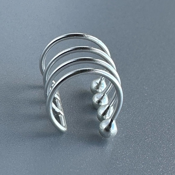 Stacked Sterling Silver Ear Cuff – Bold Four-Band Statement - Picture 6 of 9